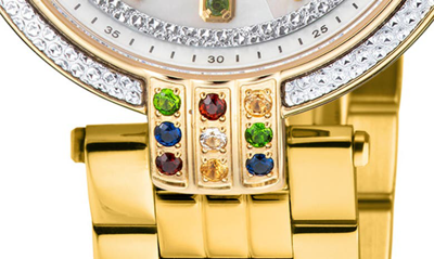 Gv2 Matera Swiss Quartz White Mother Of Pearl Dial Diamond Bracelet Watch, 35mm In Gold