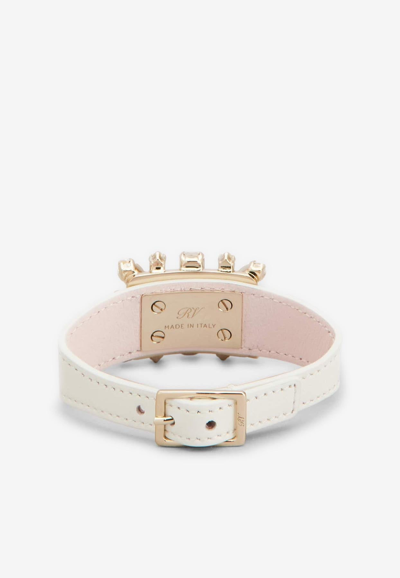 Shop Roger Vivier Broche Vivier Buckle Bracelet In Leather In White