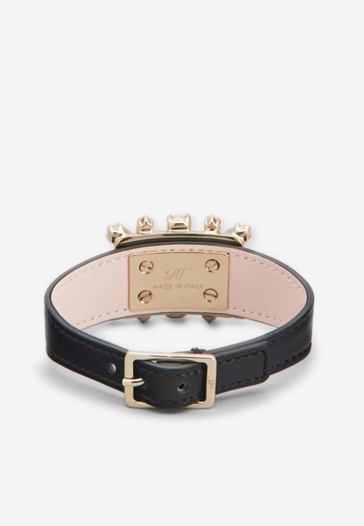 Shop Roger Vivier Broche Vivier Buckle Bracelet In Leather In Black