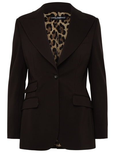 Shop Dolce & Gabbana Woman  Blazer In Brown Viscose