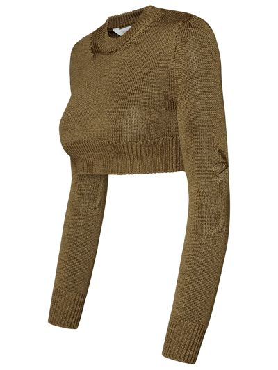 Shop Palm Angels Woman  Gold Polyester Sweater