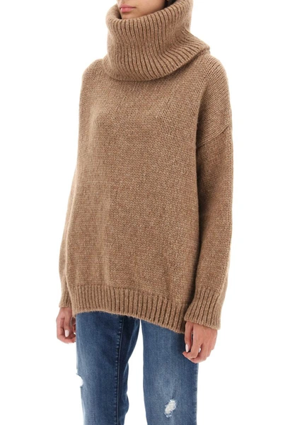 Shop Dolce & Gabbana Oversized Llama Sweater In Brown