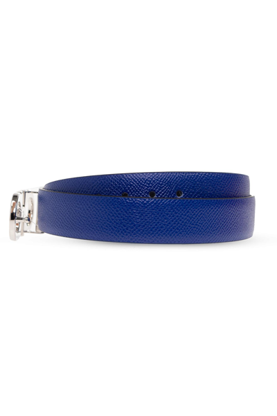 Shop Ferragamo Reversible Belt In Blue