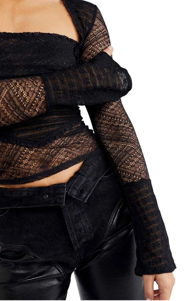 Shop Free People My Party Long Sleeve Lace Crop Top In Black