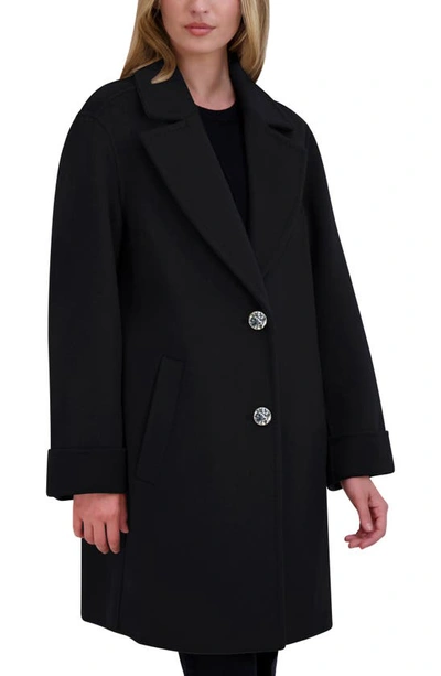 Tahari Sandra Oversize Wool Blend Coat In Black