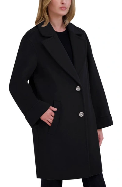 Tahari Sandra Oversize Wool Blend Coat In Black