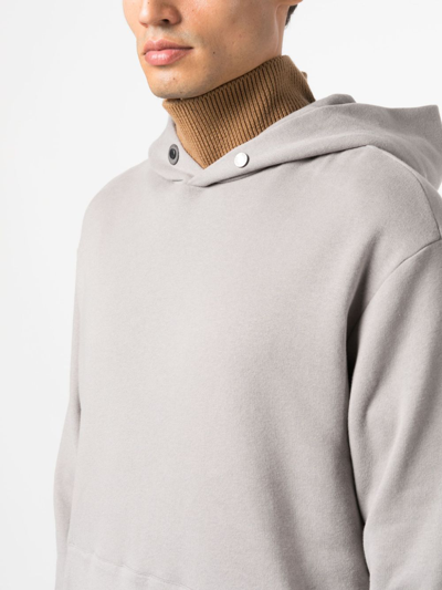 Shop Zegna Slouchy-hood Cotton Blend Hoodie In Grey