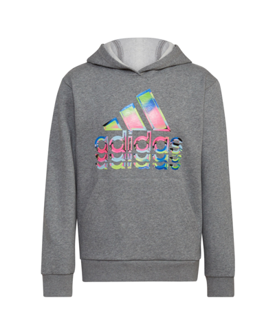 Shop Adidas Originals Big Boys Hyperreal Graphic Pullover Long Sleeves Sweatshirt In Charcoal Gray Heather