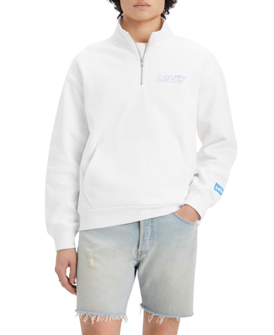 Shop Levi's Men's Half-zip Sweatshirt In White