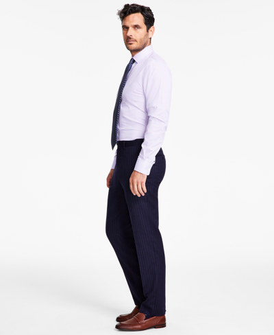 Shop Tallia Men's Slim-fit Stretch Pinstripe Suit Pants In Navy Pinstripe