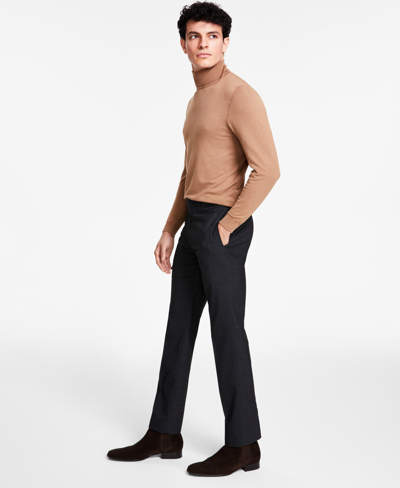 Shop Calvin Klein Men's Slim-fit Plaid Dress Pants In Charcoal