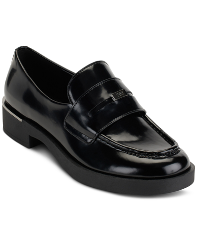 Shop Dkny Women's Ivette Slip-on Penny Loafer Flats In Black