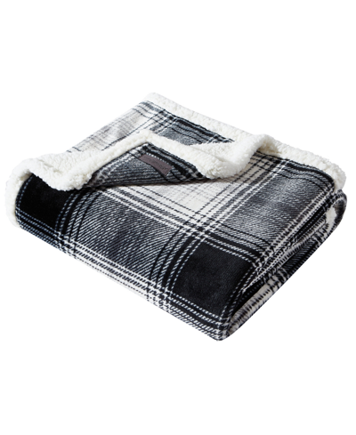 Shop Eddie Bauer Vail Plaid Ultra Soft Plush Fleece Throw, 60" X 50" In Carbon