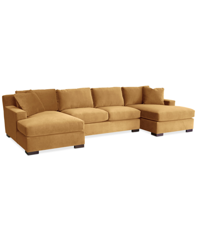 Shop Furniture Marristin 146" 3-pc. Fabric Double Chaise Sectional, Created For Macy's In Dark Camel