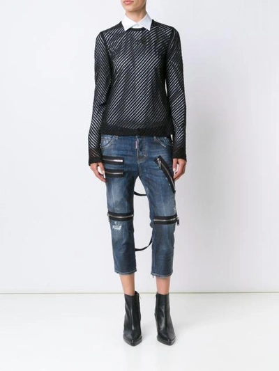 Shop Dsquared2 'cool Girl' Cropped Jeans In 470 Blue