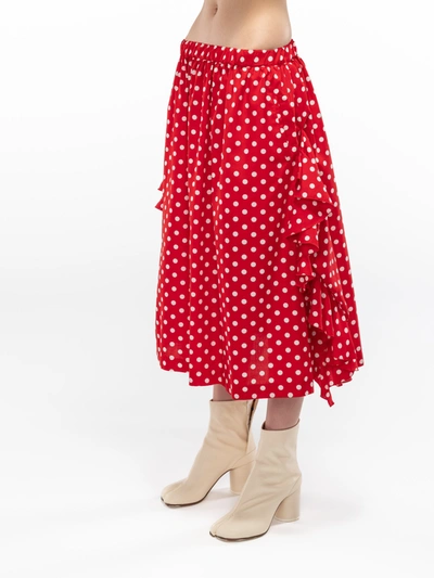 Shop Comme Des Garçons Comme Des Garçons Comme Des Garcons Comme Des Garcons Polka Dot Skirt In Red