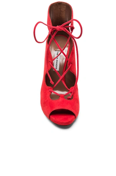Shop Tabitha Simmons Reed Heel In Red.  In Poppy Suede