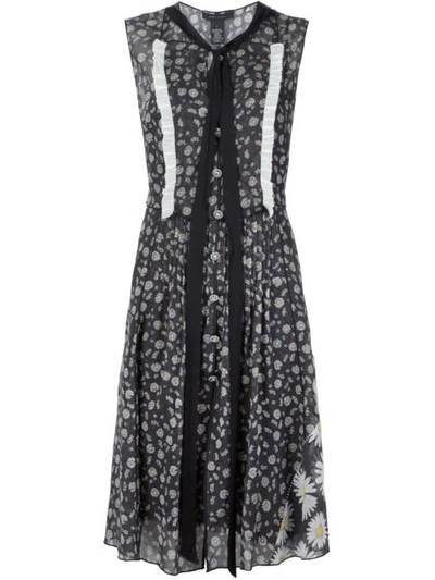 Marc Jacobs Daisy Print Sleeveless Voile Dress In Black Multi