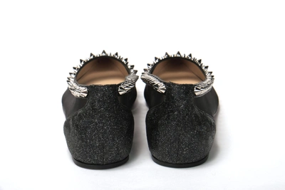 Christian Louboutin Black Silver Flat Point Toe Shoe In Black | Silver