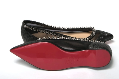 Christian Louboutin Black Silver Flat Point Toe Shoe In Black | Silver