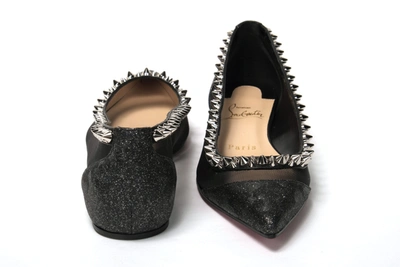 Christian Louboutin Black Silver Flat Point Toe Shoe In Black | Silver