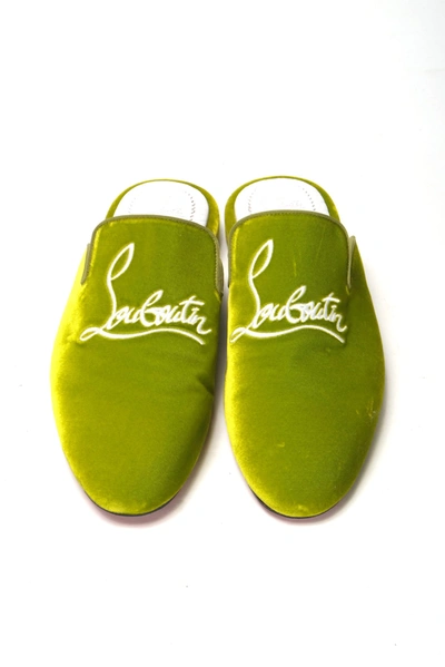 Shop Christian Louboutin Bourgeon Lime Navy Coolito Flat Men's Shoes