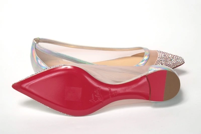 Christian Louboutin Silver Rose Flat Point Crystals Toe Shoe In Silver