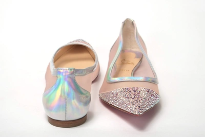 Christian Louboutin Silver Rose Flat Point Crystals Toe Shoe In Silver
