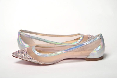 Christian Louboutin Silver Rose Flat Point Crystals Toe Shoe In Silver