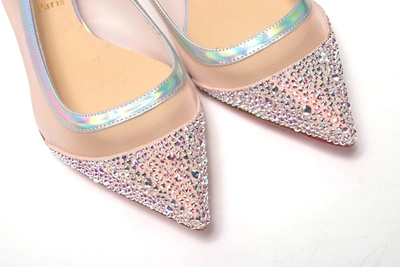 Christian Louboutin Silver Rose Flat Point Crystals Toe Shoe In Silver