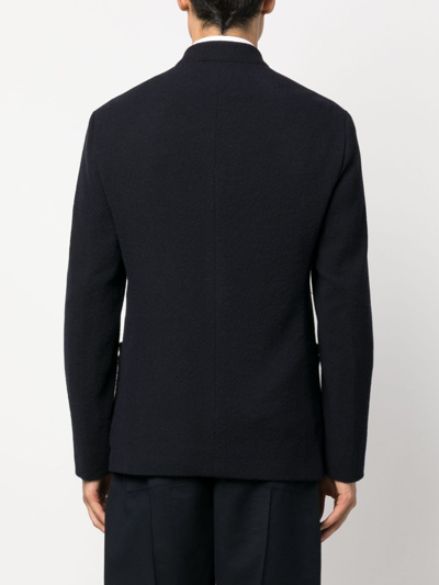 Shop Giorgio Armani Button-up Wool Blend Shirt Jacket In Blue