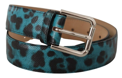 Shop Dolce & Gabbana Engraved Logo Leather Belt - Elegant Women's Blue