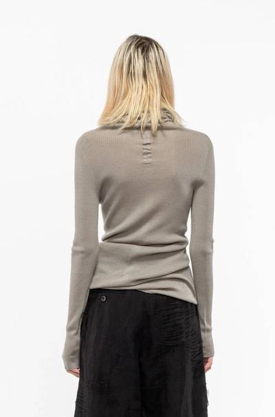 Shop Rick Owens Ribbed Ls Tube In Pearl