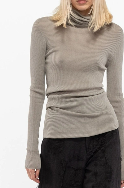 Shop Rick Owens Ribbed Ls Tube In Pearl