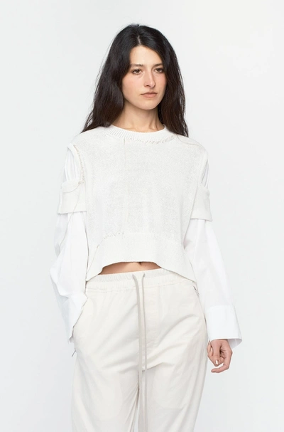 Shop Y's Yohji Yamamoto White Shirt Collar Pullover In One Size