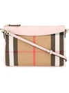 BURBERRY BURBERRY HOUSE CHECK AND LEATHER CLUTCH BAG - NEUTRALS,399688411296022