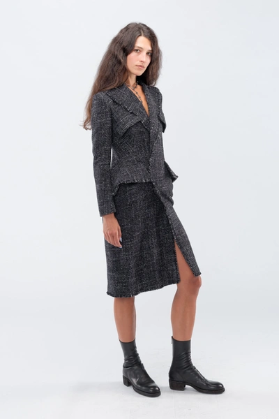 Shop Yohji Yamamoto Tweed Coat Dress In 1