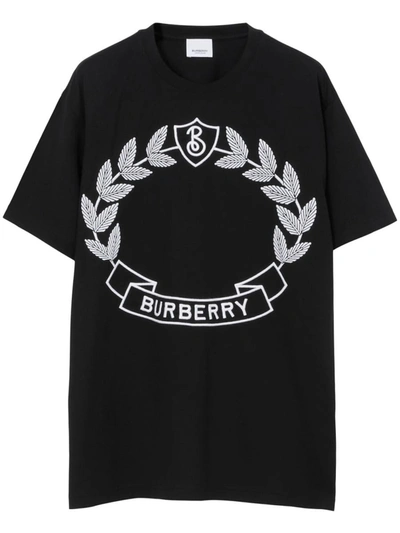 Shop Burberry Oak Leaf Logo-print T-shirt In Black