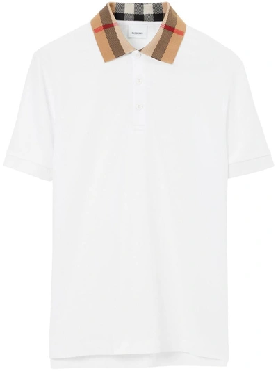 Shop Burberry Vintage Check Print-detail Polo Shirt In White