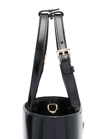 Prada Triangle Logo-plaque Bucket Bag In Black