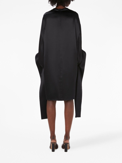 Shop Jw Anderson Tab Sleeve Satin-finish Minidress In Black