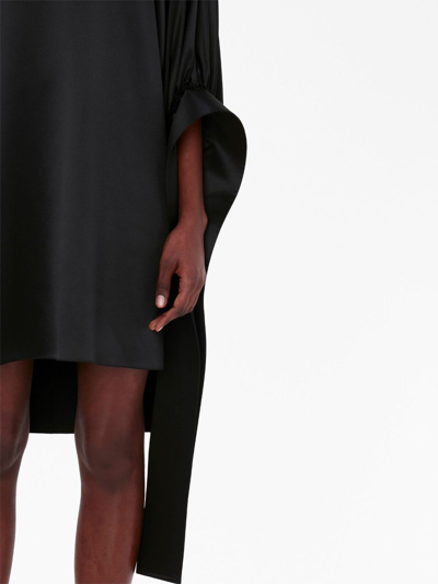 Shop Jw Anderson Tab Sleeve Satin-finish Minidress In Black