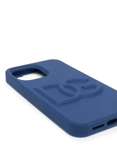 Shop Dolce & Gabbana Logo-embossed Iphone 14 Pro Max Case In Blue