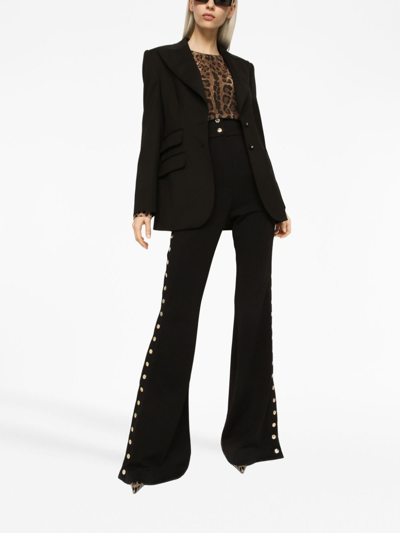 Dolce & Gabbana Button-detail Bootcut High-waisted Trousers In Black