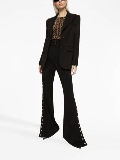 Dolce & Gabbana Button-detail Bootcut High-waisted Trousers In Black