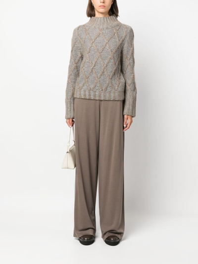 Fabiana Filippi Women's Wide Leg Wool Trousers In Brown