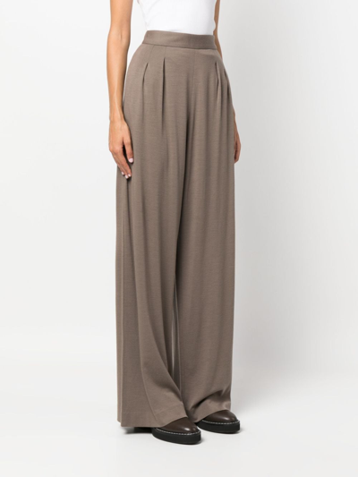 Fabiana Filippi Women's Wide Leg Wool Trousers In Brown