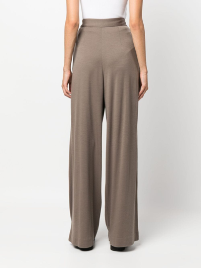 Fabiana Filippi Women's Wide Leg Wool Trousers In Brown
