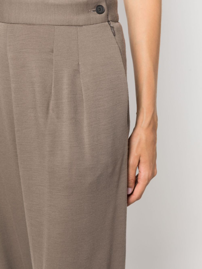 Fabiana Filippi Women's Wide Leg Wool Trousers In Brown