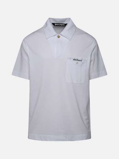 Shop Palm Angels White Cootne Polo Shirt